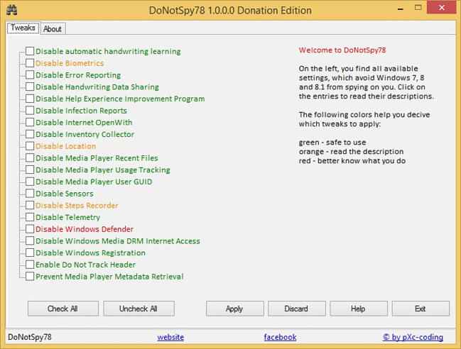 DoNotSpy78 İndir – Full v1.1.0 Win 7 8 10 Bileşen Kapatma